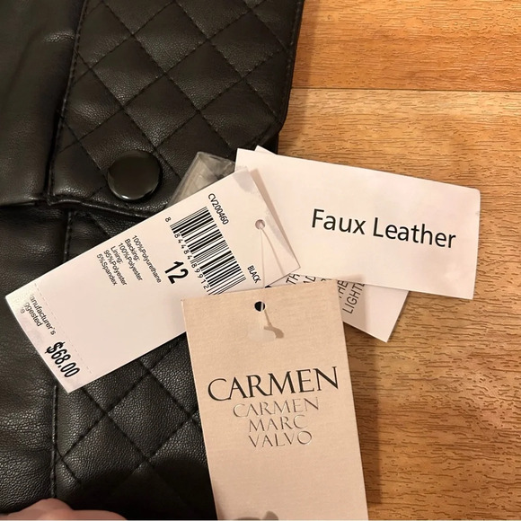 CARMEN MARC VALVO Quilted Faux Leather Skirt NWT 12 - Picture 5 of 9